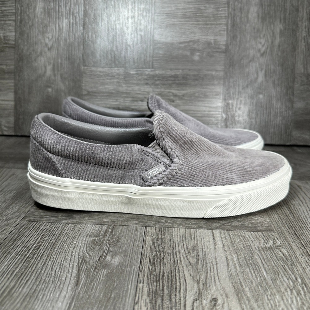 Vans Slip-On Women 6 Grey Corduroy Texture Casual Skate Streetwear NEW